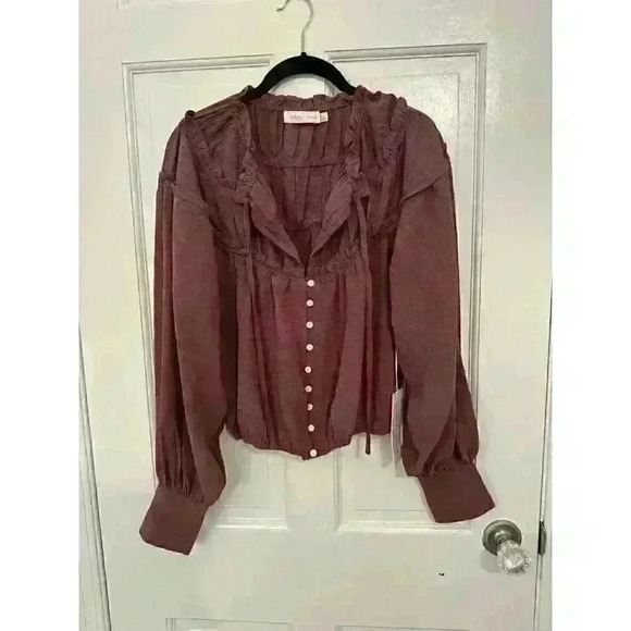 Bishop and Young Boho Canyon Cropped Peasant Blouse‎ size S NWT - Picture 2 of 5